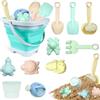 Taufe 11 Pezzi Giochi da sabbiera con Set da Spiaggia per Bambini,Giocattoli da Spiaggia,Giocattolo per Bambini sabbiera con Secchio Pieghevole,Set Giochi Sabbia,per Ragazzi e Ragazze (Blue)