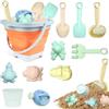 Taufe 11 Pezzi Giochi da sabbiera con Set da Spiaggia per Bambini,Giocattoli da Spiaggia,Giocattolo per Bambini sabbiera con Secchio Pieghevole,Set Giochi Sabbia,per Ragazzi e Ragazze (Orange)