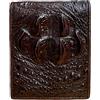 Generic Portafogli bifold in vero alligatore per uomo, portafogli da uomo in vera pelle di coccodrillo, Pelle di coccodrillo marrone, 9 x 12cm, Minimalista