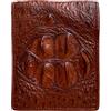 Generic Portafogli bifold in vero alligatore per uomo, portafogli da uomo in vera pelle di coccodrillo, Pelle di coccodrillo rosso marrone, 9 x 12cm, Minimalista