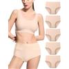 Coswind Mutande Donna Cotone Vita Alta Sexy Push Up Glutei Mutandine Traspirante Elasticizzato Slip Pacco da 5 Beige 2XL