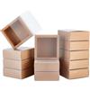 BENECREAT 16 confezione di Scatole Regalo In Carta Kraft, Scatole per Cassetti Quadrate Marroni con Copertura In Finestre In PVC Da 9.7x9.7x3.75 cm per Dolcetti per Bomboniere, Forno, Gioielli