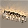 JIINOO Moderno Lampadari Di Cristallo Plafoniera, 6 Luci Lampadari Nero Plafoniera, Classici Lampadario Rettangolare Per Soggiorno Cucina Corridoio, E27