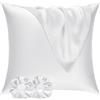 Vielit Set di 2 Federe Raso 65x65cm & 2 Scrunchies, Design con Chiusura A Busta, Morbido come una Federe Seta Cuscino, Federe Cuscini 65x65 Bianco