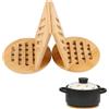 RUNEAY Sottopentola Legno 4 Pezzi, Sottopentole Bamboo Multifunzione Sotto Piatti da Tavola Antiscivolo Resistenti, Tappetino da Tavolo per Cucina, Ciotole, Pentole, Piatti, Lavabile in Lavastoviglie