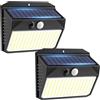 SIGRILL Luce Solare LED Esterno, 2 Pezzi Faretto LED da Esterno con Sensore di Movimento, 150LED Lampada Solare da Esterno con 3 Modos, IP65 Impermeabile LED Lampione per Giardino, Parete, Garage