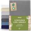 Dreamzie Lenzuolo Singolo Con Angoli Organico Cotone 90x200 cm a 100x200 cm - Antracite - Certificato senza Prodotti Chimici (Oeko TEX)