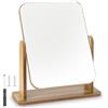 Zhufas Specchio da tavolo piccolo in piedi, in legno, per trucco, 360 gradi, rotazione in legno, 25 x 22 cm, per tavolo da toeletta, scrivania, camera da letto, bagno