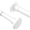 Yeabett Set di 2 aste per tende estensibili, da 53 a 119 cm, aste di tensione per tende, senza foratura, antiscivolo, antiruggine, bianco
