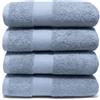LEBENGOOD Set 4 Asciugamani da Bagno e Viso 4 Pezzi Morbidi Assorbenti Resistenti 50x90 cm 100% Cotone Spugna Americana Premium di Lusso Certificato OEKO-TEX®