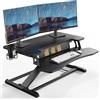 PUTORSEN Sit-Stand Scrivania 37'' Convertitore di Scrivania in Piedi con Vassoio per Tastiera, Alzata di scrivania in Piedi con Portabicchieri e Lavagna per Appunti Fino a 15 kg, Nero