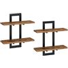 HOOBRO Mensola Sospesa, Set da 2 Mensole da 38 cm, Scaffale a Parete a 2 Livelli, Mensola Sospesa per Bagno, Adatto per Soggiorno, Camera da Letto, Bagno, Cucina, Marrone Vintage e Nero EBF32BJ01
