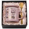 ALBISS Tazzina regalo da nipoti, tazza da caffè rosa da 396.9 g, regalo per nonna, nonna, scritta in lingua inglese Only The Best Mums Get Promoted to Nanny, con stampa oro, in confezione regalo