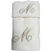 RICAMI FIORENTINI BALDI Set Asciugamani con Iniziale, Spugna di Cotone 100% 400 gr/mq, 2 Pezzi: Viso+ ospite. Idea Regalo. (Lettera M) Beige