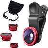 Leuchtbox Leggero e Compatto 3 in 1 clip on Adattatore Fotocamera/Obiettivo Set per Smartphone - Obiettivo Fish Eye (180 ° Fisheye obiettivo grandangolare) + (0,65 X Wide) + obiettivo macro (10 X) (Rosso)