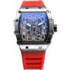 RORIOS Orologio Quarzo da Uomo Orologi da Polso Moda Tonneau Orologi Luminosi Analogico Orologi Casual Sportivo con Calendario Argento Rosso
