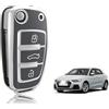 TOOMUME Cover Chiave TPU, Custodia Chiave Adatto per Audi A1 A3 A4 A5 A6 A8 Q2 Q3 Q5 Q7 R8 RS3 RS4 RS6 S3 S4 S6 C5 C6 B6 B7 TT TTS Seat Exeo 3R, Copri Chiavi Guscio Chiave Auto Telecomando - Flip Key