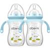 Oberni Anticolica biberon 270 ml/9 oz con valvola AirFree per neonati a partire dai 12 mesi in su, peso biberon con manici, colore blu / confezione da 2