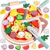 GAGAKU Set per pizza in legno - 27 pezzi Accessori da cucina per bambini 3-8 Giocattolo da cucina per pizza in legno Gioco di ruolo educativo