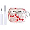 Reownest per Airpods Pro 2a/1a Generazione con Kit Pulizia, Design Estetico con Motivo Fiocco Ciliegia, Cover Protettiva con Ciondolo Shockproof per Cuffie Airpods Pro/Pro 2 - Rosso