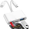 Vecbmn Adattatore 3 in 1 per iPhone iPad - Lettore Schede SD con Porta USB e Doppio Slot Micro SD/TF, Compatibile con 15/Pro Max/Pro/Plus/Pad