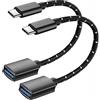 Sooiiyu Adattatore da USB C a USB [2 Pezzi] Cavo OTG USB di Tipo C Maschio a USB Femmina, Compatibile con iPhone 16 Pro Max/15 Pro Max, iPad Pro, MacBook Pro/Air, Samsung Galaxy S24/S23/S22, Huawei