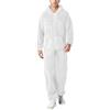 YOSUWOAI Pigiama da uomo lungo e caldo in pile, con chiusura lampo, pigiama Onesie soffice, tuta intera con tasche, un pezzo unico, con cappuccio, O bianco., L