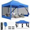 COBIZI Gazebo 3x4,5 Pieghevole Impermeabile,Gazebo Esterno Resistente con Zanzariera Parete Laterale,Tende per Gazebo,Tendone Padiglione Pop Up per Feste Campeggio con Borsa(3 per 4,5m Blu)