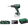 HiKOKI Trapano avvitatore a batteria - 18 V, 140 Nm, senza spazzole, tecnologia RFC, mandrino rapido da 13 mm - Incluse 2 batterie Li-Ion da 5,0 Ah (BSL1850MA), valigetta - Potente e compatto
