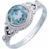 mantraroma Anello in Argento Sterling 925 Con Topazio Blu - Gioiello da Donna (MRG-024-62-(48))