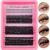 Heracks 280 pezzi Extension Ciglia Fluffy Cluster con Clear Band Bottom Lashes Cluster e 3 Stili di Volume Misto Ciglia Singole Ciglia Spessore Cluster Ciglia Individuali Extensions(280P-680K)