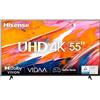 hisense TELEVISIONE HISENSE 55" UHD 4K 55A6K SMART TV VIDAA , DOLBY VISION HDR10+ NERO 55 POLLICI