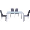 cribel SET BENNY TAVOLO E 4 SEDIE CRIBEL BIANCO/ALLUMINIOPIANO TAVOLO IN VETRO 135X80X76 CM