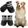 Muecleao Set di 4 scarpe per zampe ferite, impermeabili, con cinghie riflettenti e suola antiscivolo, protezioni per zampe per cani di taglia piccola, media e grande che camminano all'aperto (nero, L)