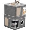 Yosamy Casetta per gatti pieghevole per interni, con tavola tiragraffi, palla da gioco, grotta per più gatti, cuccia a tre piani, 40x40x63 cm, grigio