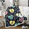 Tbrand Coperta in pile Sherpa con stampa di cuori colorati, per bambini, ragazzi e ragazze, motivo musica jazz, blues, musica rock, coperta pelosa, per divano e letto, per letto singolo, 127 x 152 cm