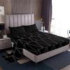 Loussiesd Set di lenzuola geometriche per bambini king size, con tasca profonda, lenzuolo con angoli per ragazzi e ragazze, set di lenzuola a righe traspiranti e moderne, set di biancheria da letto moderno nero