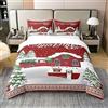 Bedluxy Set copripiumino natalizio in 100% cotone, per letto matrimoniale, con 2 federe, decorazioni natalizie, 100% cotone, set di biancheria da letto per ragazzi, ragazze, bambini e adulti
