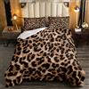 Loussiesd Piumino leopardato ghepardo per bambini e ragazze donne nero marrone leopardo set piumino africano pelliccia animale selvatico inserto piumino/trapunta 200x200cm