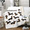 Loussiesd Coperta in pile a forma di bassotto,per bambini,con motivo a zampa di cane,in flanella,coperta in sherpa,coperta in peluche e coperta sfocata per letto,colore: nero e bianco,70 x 100 cm