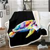 Loussiesd Coperta in peluche con tartaruga marina astratta con stampa rettile astratta coperta in pile a tema marino, per divano, letto, divano, leggera, geometrica Sherpa coperta singola 127 x 152 cm