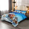 Loussiesd Copriletto trapuntato in microfibra con motivo Babbo Natale e alce, per letto 230x220cm, per bambini, ragazze, ragazzi, Natale, inverno, estate, blu, decorazione natalizia, con 2 federe