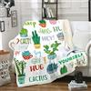 Loussiesd Coperta stampata con cactus per bambini e ragazze, motivo botanico, coperta in pile con cactus e piante di cactus, coperta Sherpa, decorazione per la stanza matrimoniale, 152,4 x 200,7 cm