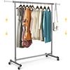 VOWNER Appendiabiti, Appendiabiti con Ruote, Appendiabiti da Terra, Stand Appendiabiti, Regolabile in Altezza e Lunghezza-132 x 40 x 170 cm-Girevole a 360° Metallo Cromato Portata 100 kg