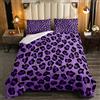 Loussiesd Leopardo Giù Alternativa Piumone Africa Ghepardo Safari Animale Consolatore Set per Bambini Ragazzi Ragazze Uomini Donne Viola Nero Leopardo Trapunto/Trapunta 230x220cm
