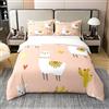 Loussiesd Simpatico copripiumino in 100% cotone, per letto matrimoniale, motivo: lama e alpaca, set di biancheria da letto in 100% cotone, per bambini, ragazzi, ragazze, adolescenti, decorazione per la stanza,