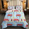 Loussiesd Set di biancheria da letto per auto con piumone e piumone per camion dei pompieri, per bambini, ragazze, cartone animato, morbido, reversibile, 1 piumone con 2 federe matrimoniali