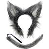 Hatstar Wolf Set | Cerchietto per capelli con orecchie di lupo mannaro + coda | copricapo per donne, uomini e bambini, accessorio per capelli per Halloween, carnevale e carnevale