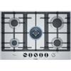 Bosch PCQ7A5M90 Serie 6 Piano Cottura a Gas 5 Fuochi Griglie in Ghisa FlameSelect 1 Bruciatore Wok 75 cm Acciaio Inox