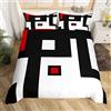 Loussiesd Set di biancheria da letto con copripiumino quadrato moderno, motivo geometrico astratto, per donne e uomini, motivo a righe, in microfibra, per letto king size, con 2 federe